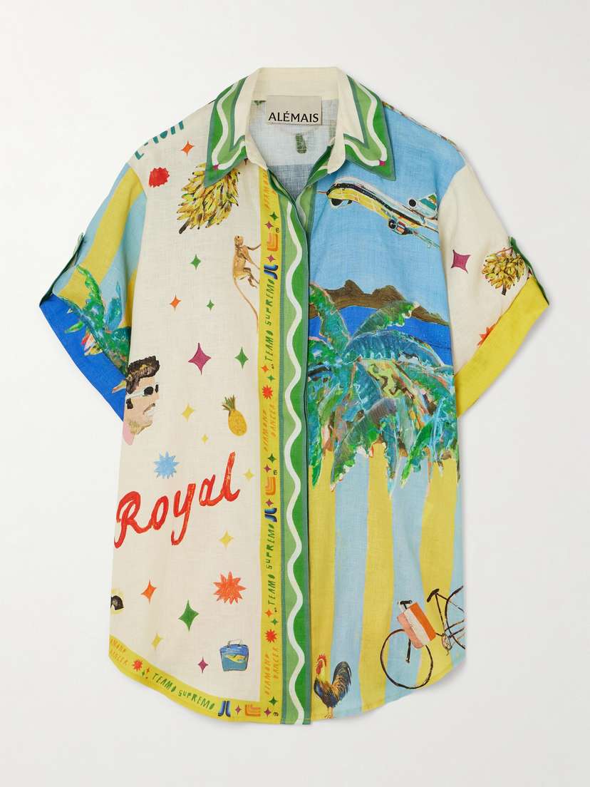 ALEMAIS + Adam Lester All Aboard Printed Linen Shirt - UK 16