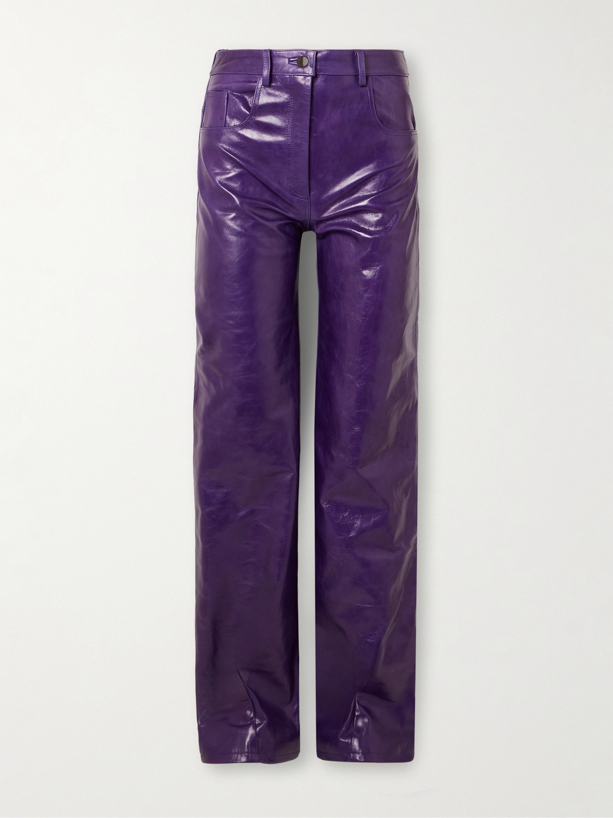 16arlington Vante Leather Straight-leg Pants In Purple