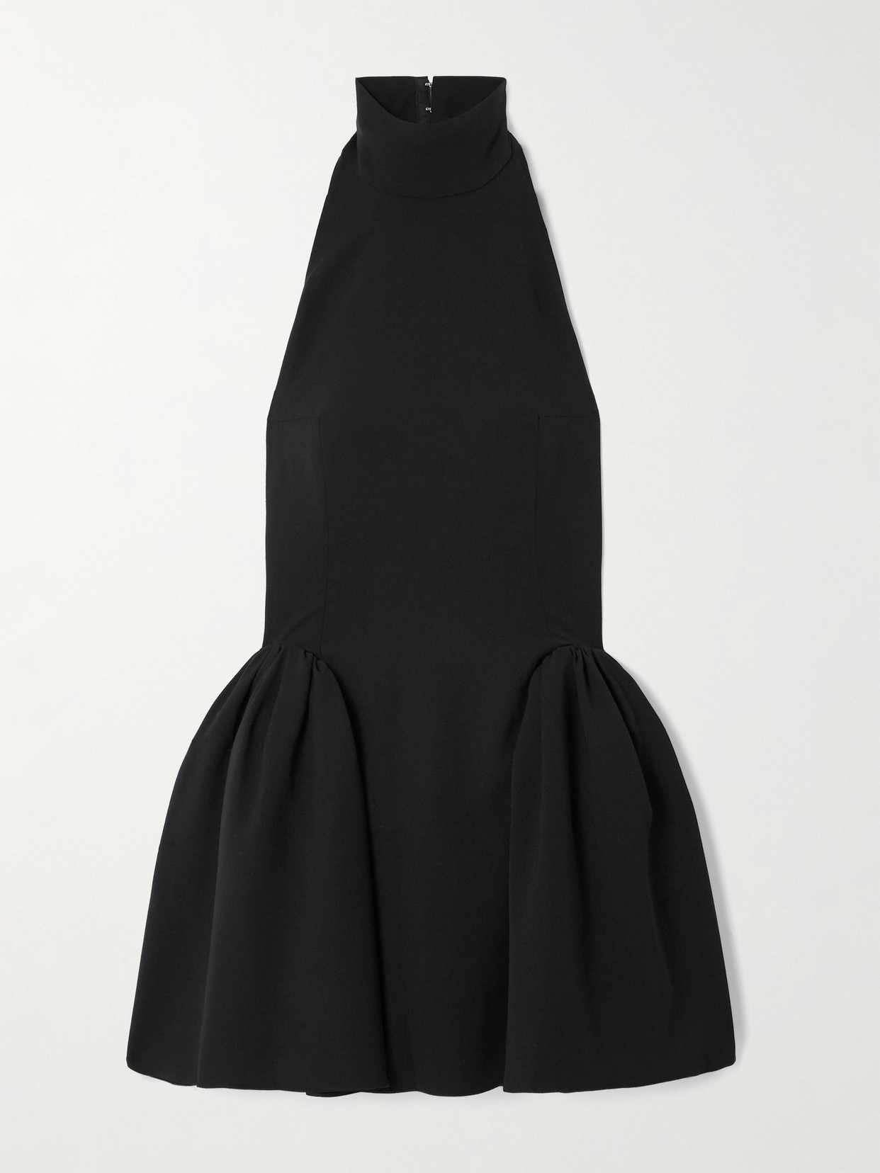 16ARLINGTON - Fiala Open-back Gathered Cady Halterneck Mini Dress - Black