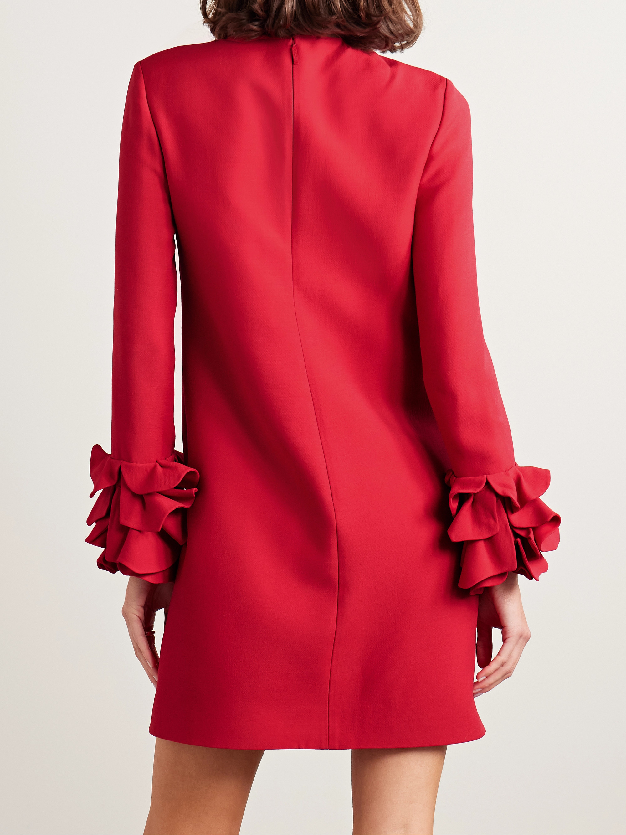 Valentino Garavani Ruffled wool and silk-blend crepe mini dress thumbnail