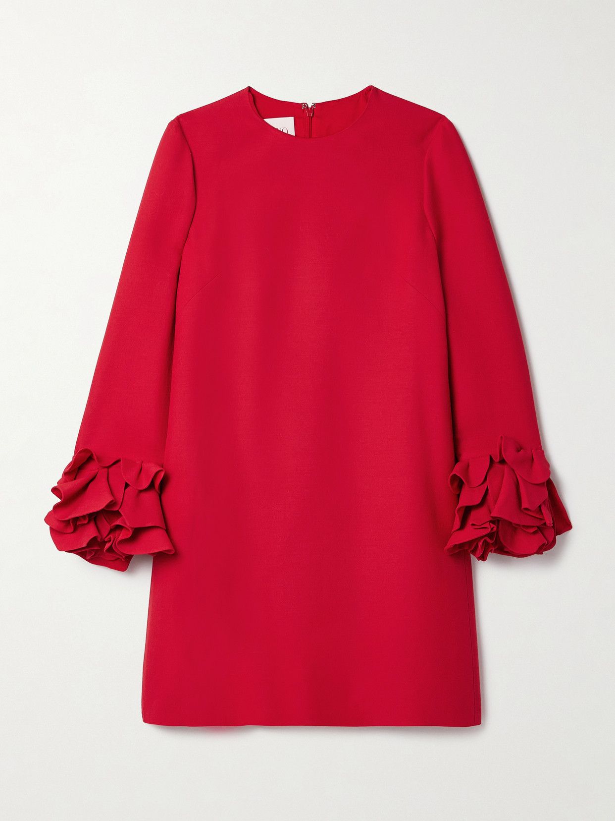 Valentino Garavani - Ruffled Wool And Silk-blend Crepe Mini Dress - Red