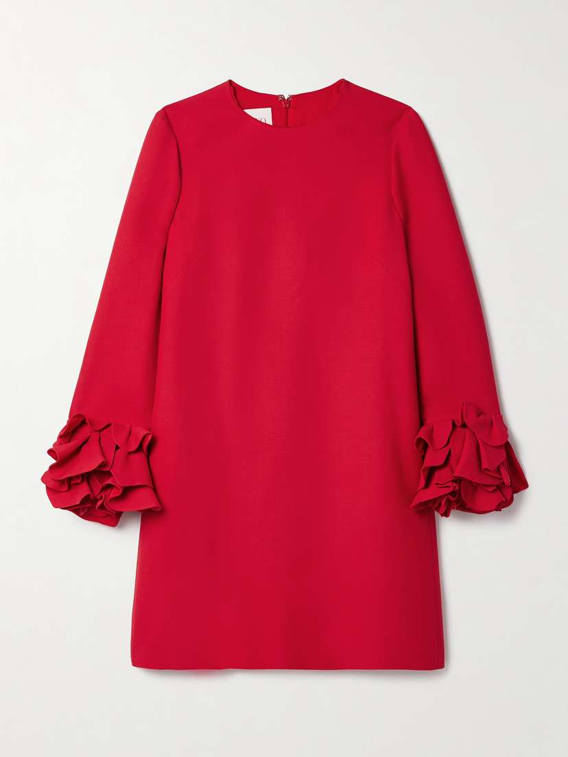 Valentino Garavani Ruffled Wool And Silk-blend Crepe Mini Dress