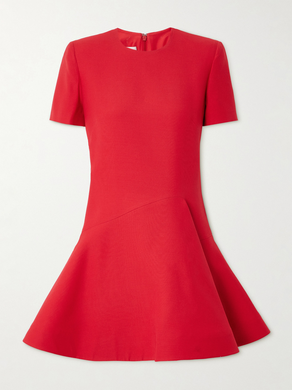 Valentino Draped Wool And Silk-blend Mini Dress In Red
