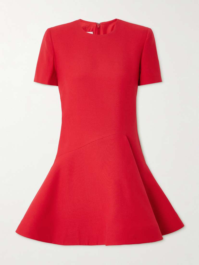 Valentino Garavani Draped Wool And Silk-blend Mini Dress