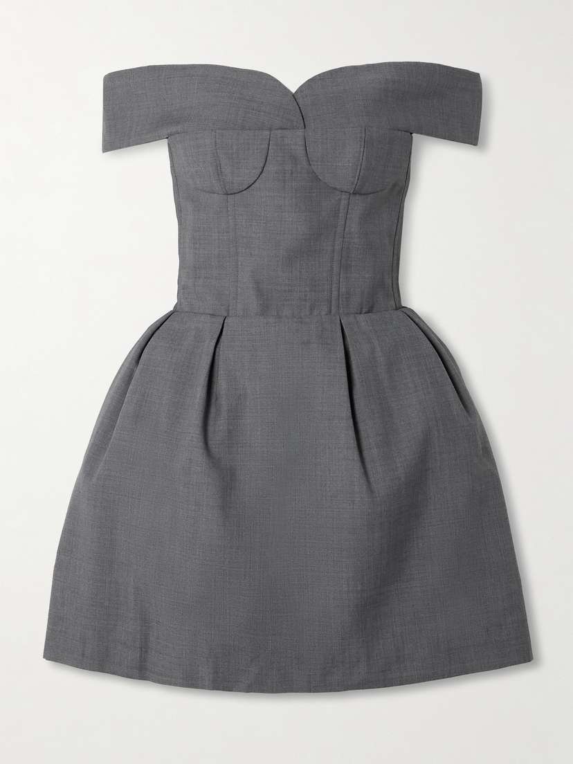 SHUSHU/TONG Off-the-shoulder Gathered Woven Mini Dress