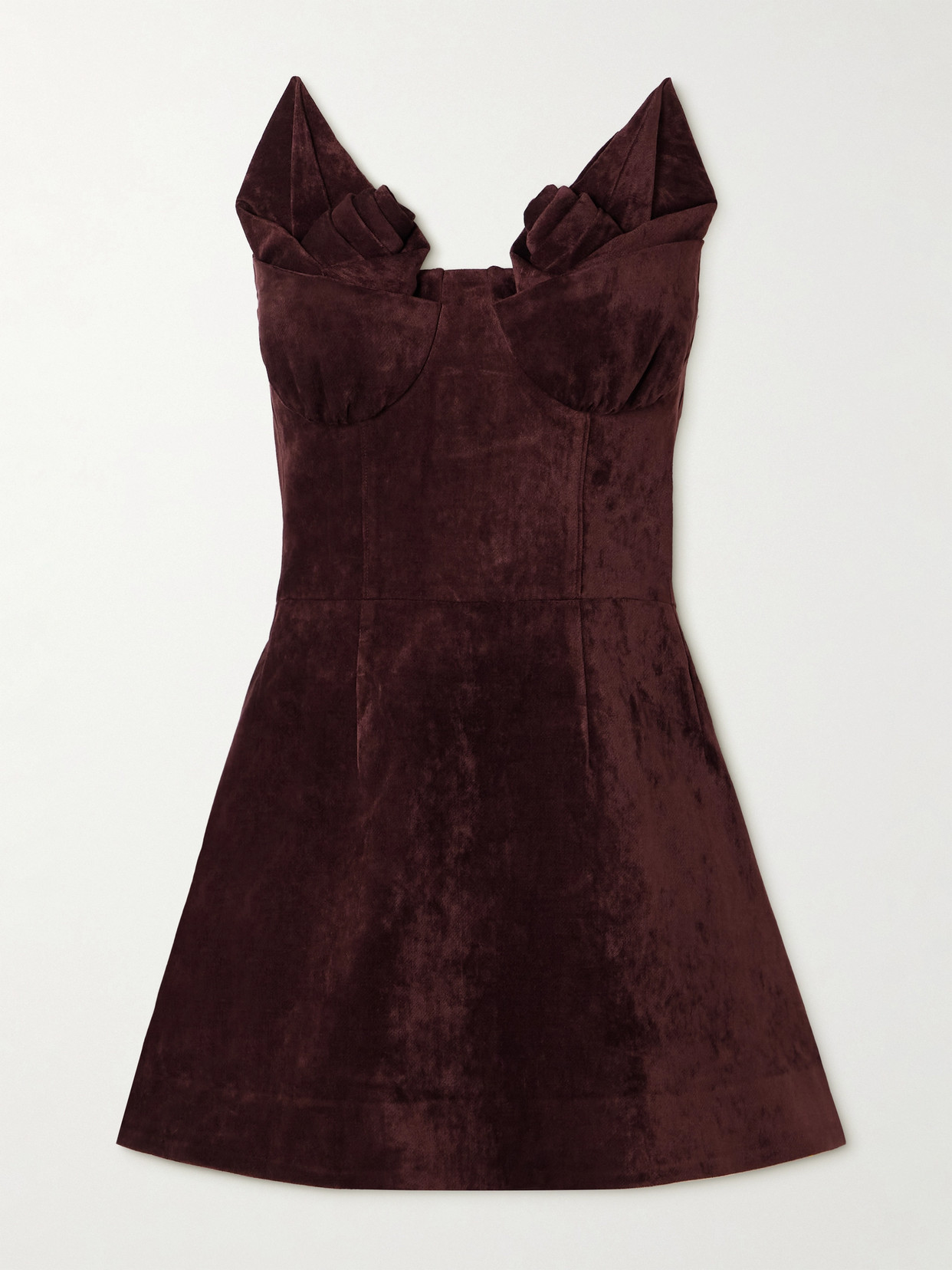 SHUSHU/TONG - Strapless Faux Suede Mini Dress - Burgundy
