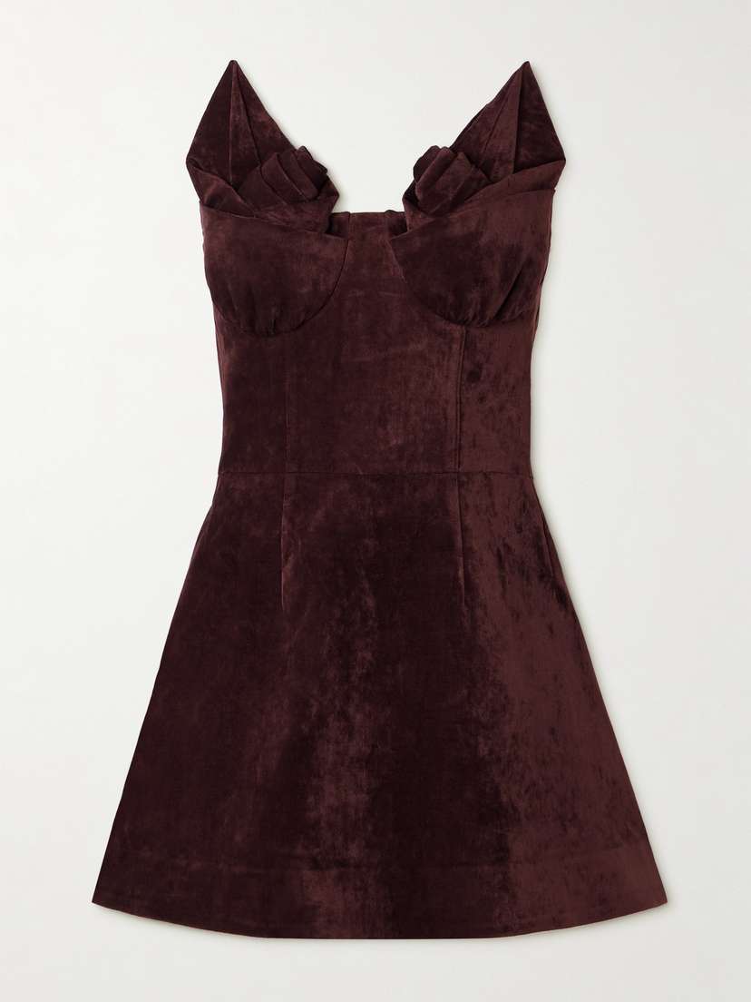 SHUSHU/TONG Strapless Faux Suede Mini Dress