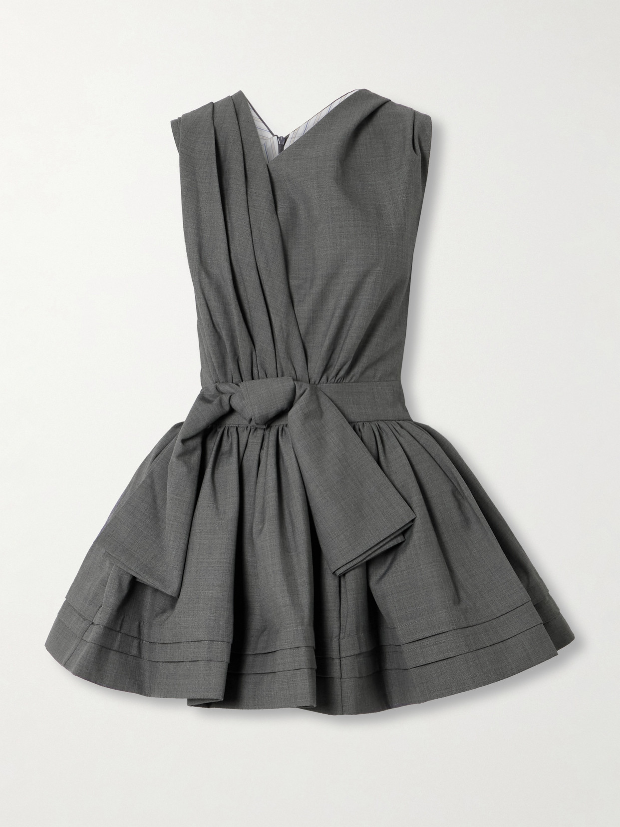 SHUSHU/TONG - Gathered Woven Mini Dress - Gray