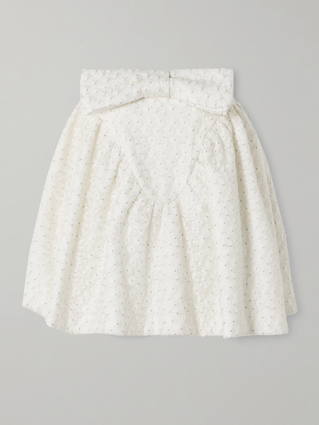 Shushu-tong Strapless Bow-embellished Embroidered Taffeta Top In White