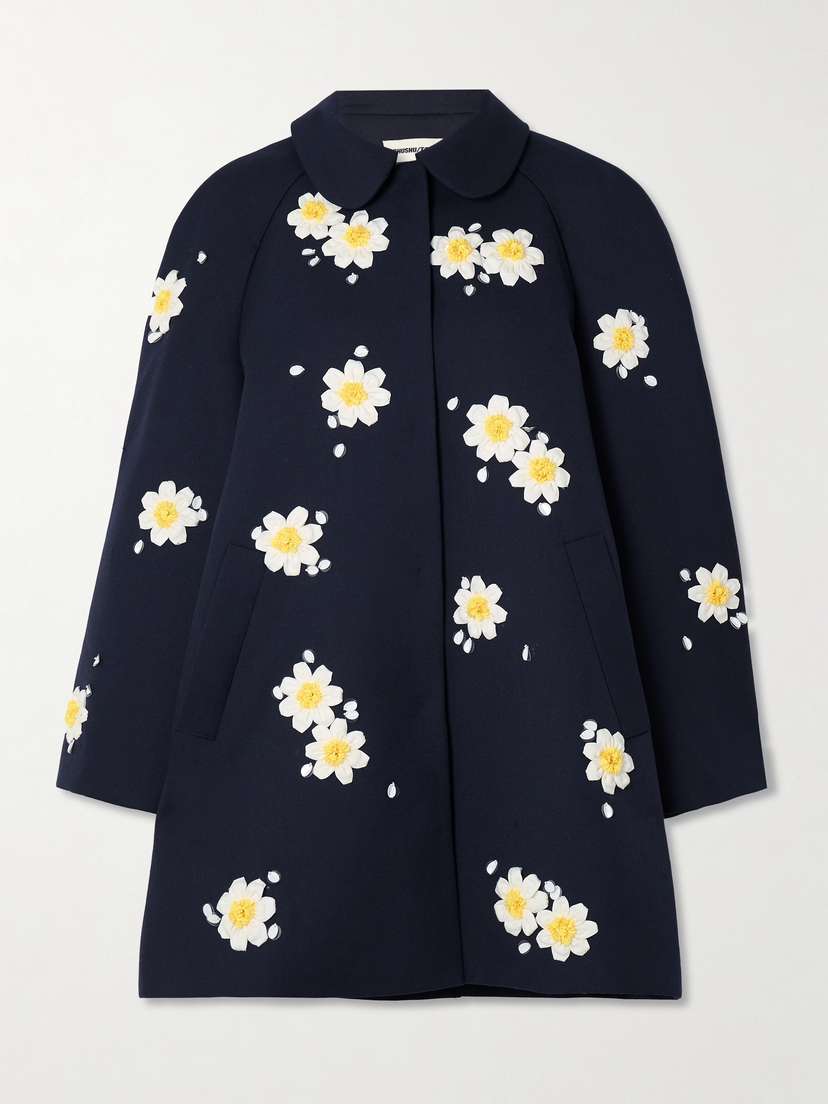 SHUSHU/TONG Embellished Wool-blend Coat - UK 14