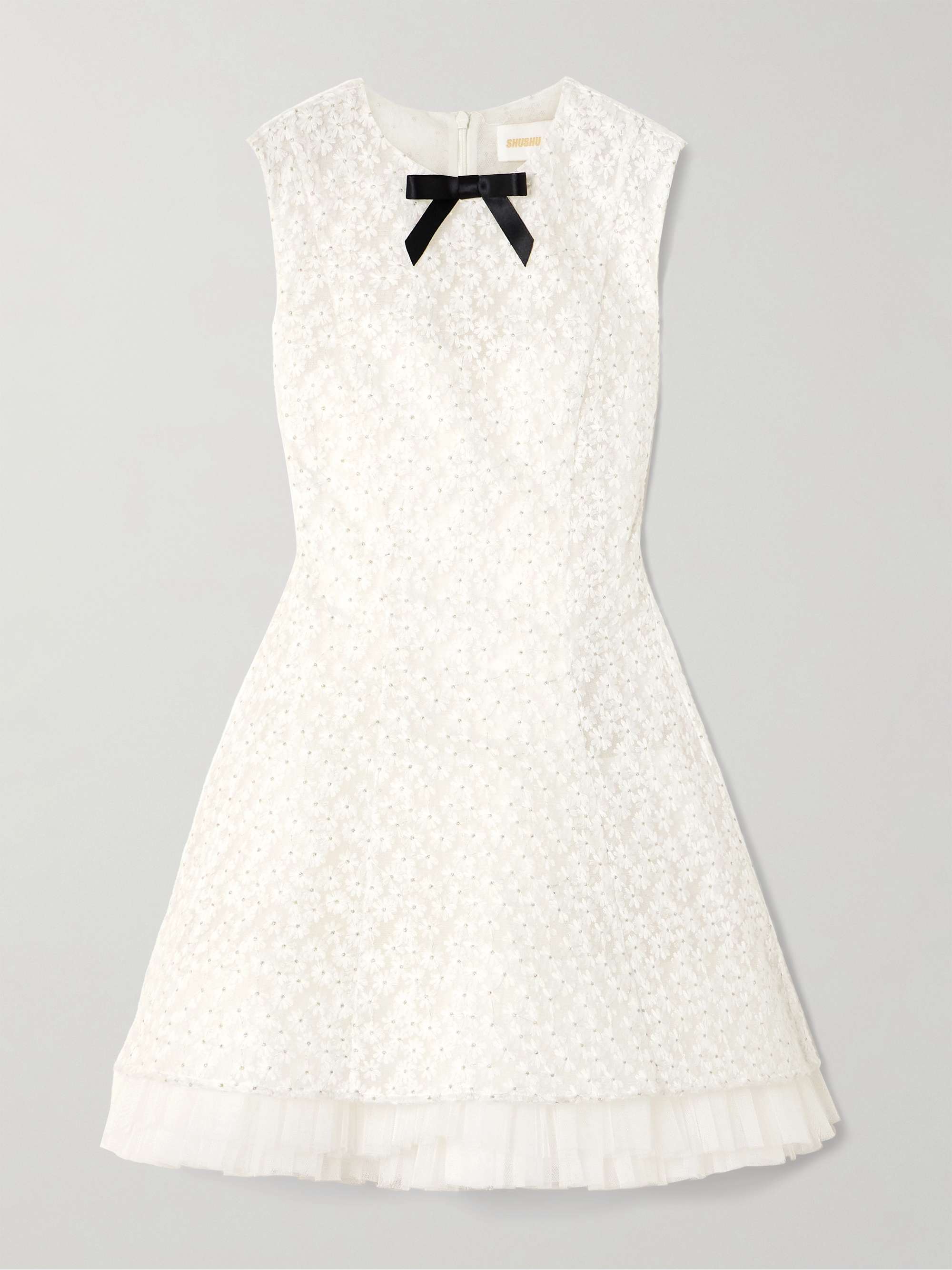 SHUSHU/TONG Embellished embroidered tulle mini dress | NET-A-PORTER