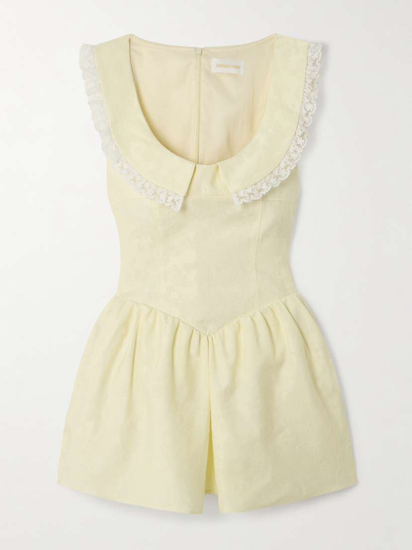 SHUSHU/TONG Ruffled Lace-trimmed Cady-jacquard Mini Dress