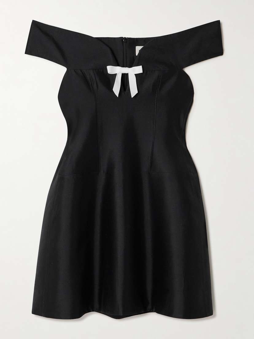 SHUSHU/TONG Bow-embellished Cutout Wool And Silk-blend Mini Dress