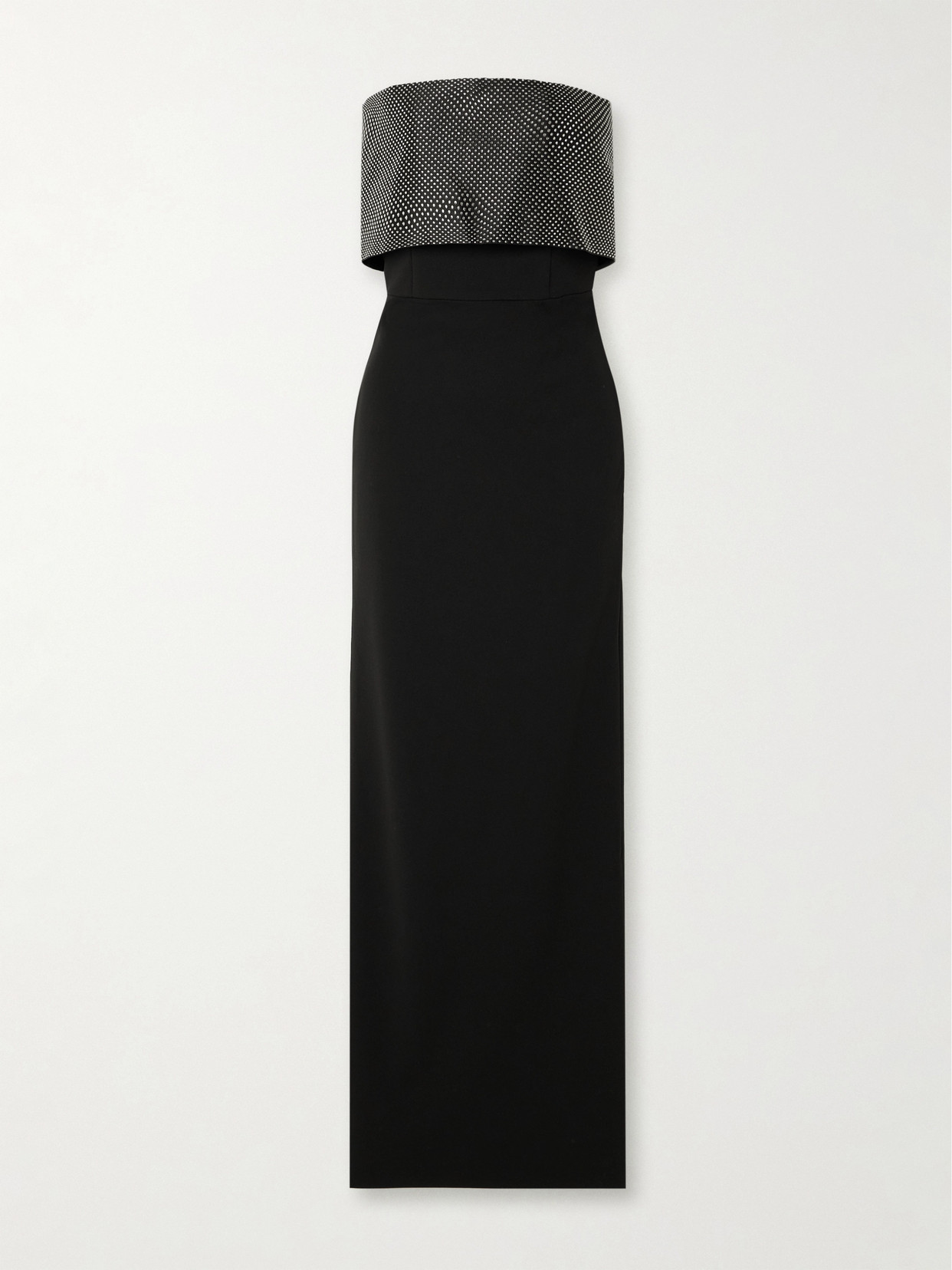 Solace London - Brandi Strapless Layered Crystal-embellished Satin-twill Trimmed Stretch-cady Gown - Black