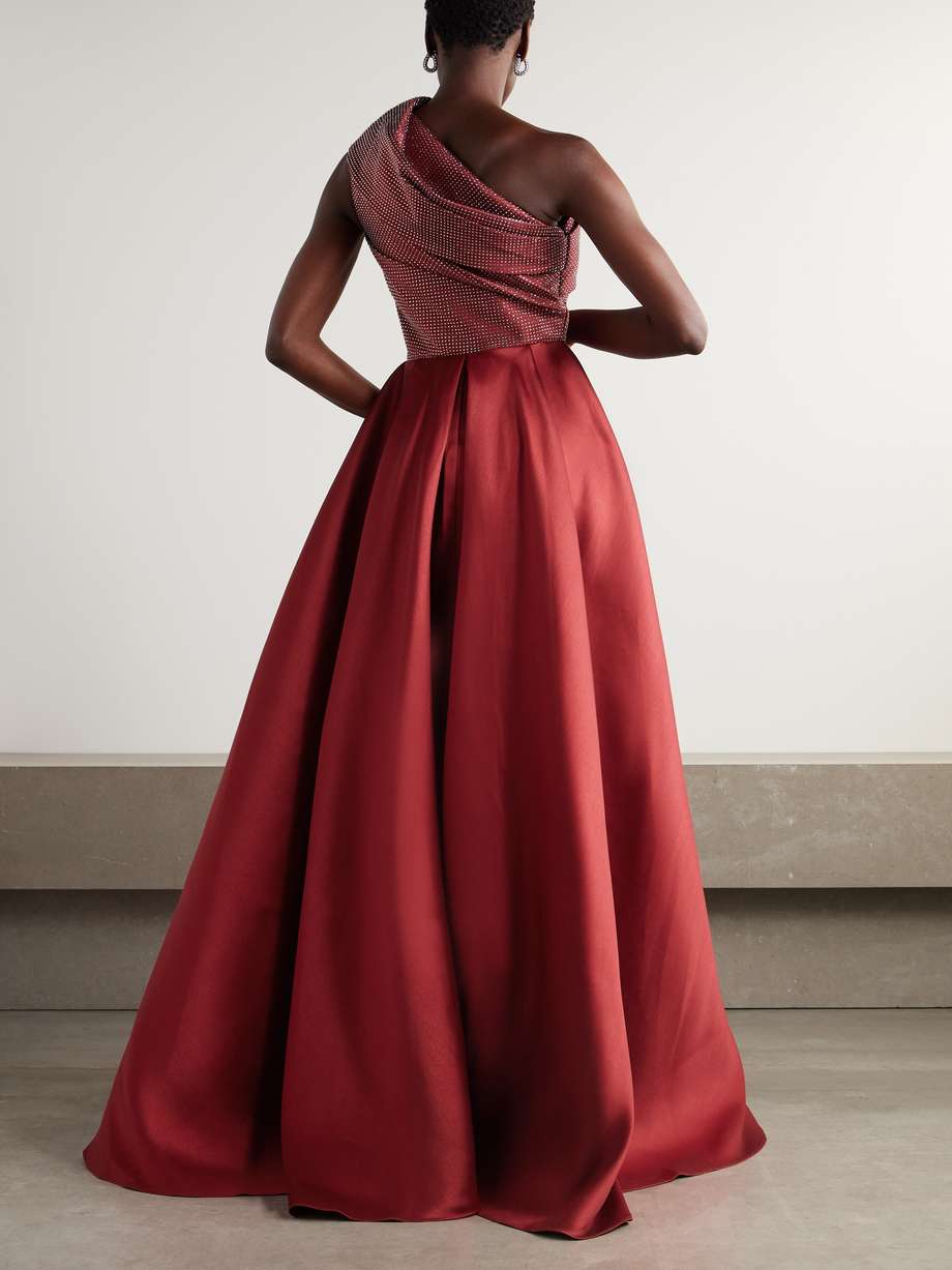 alba one-shoulder crystal-embellished faille gown