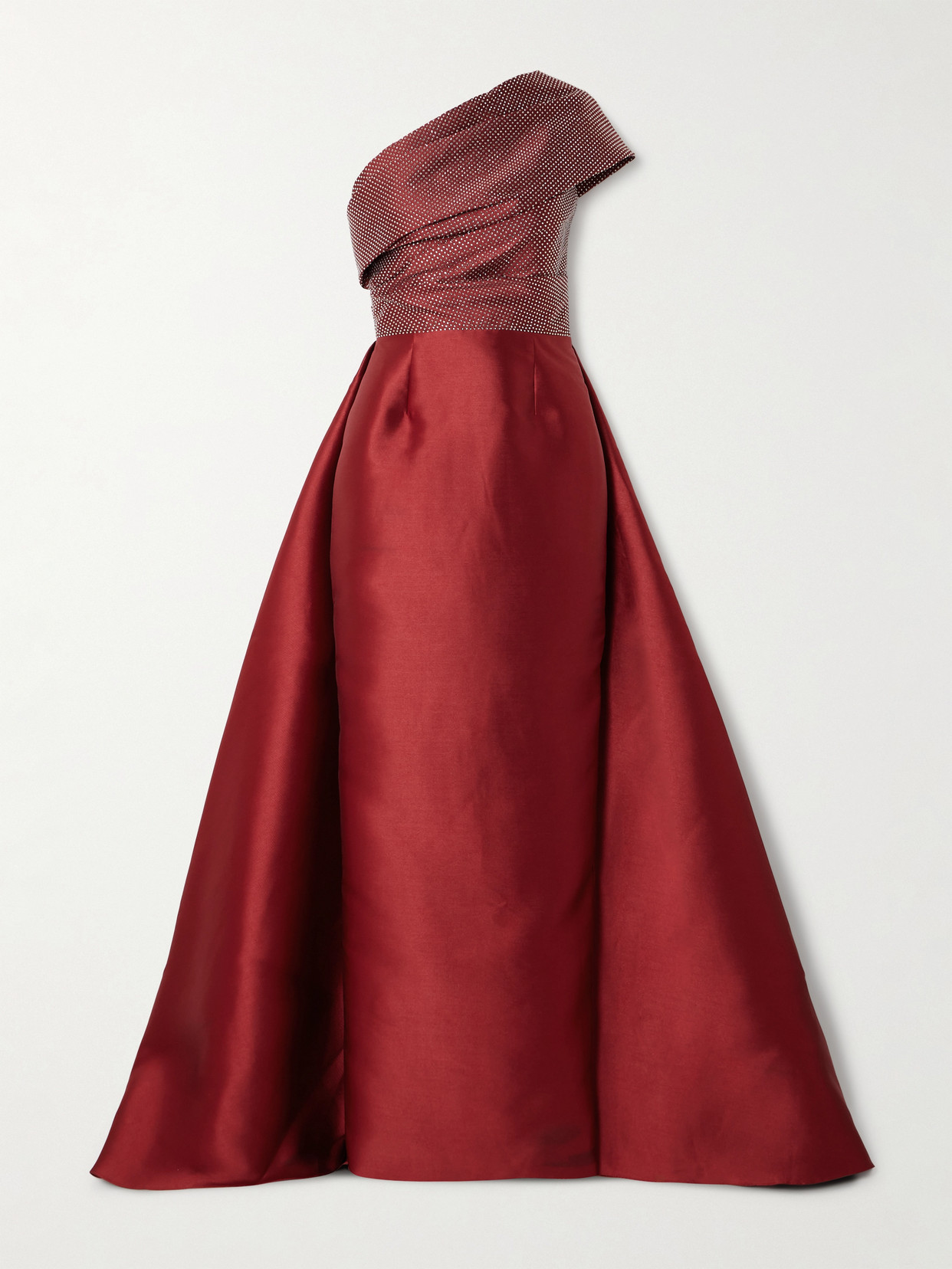 Solace London - Alba One-shoulder Crystal-embellished Faille Gown - Red