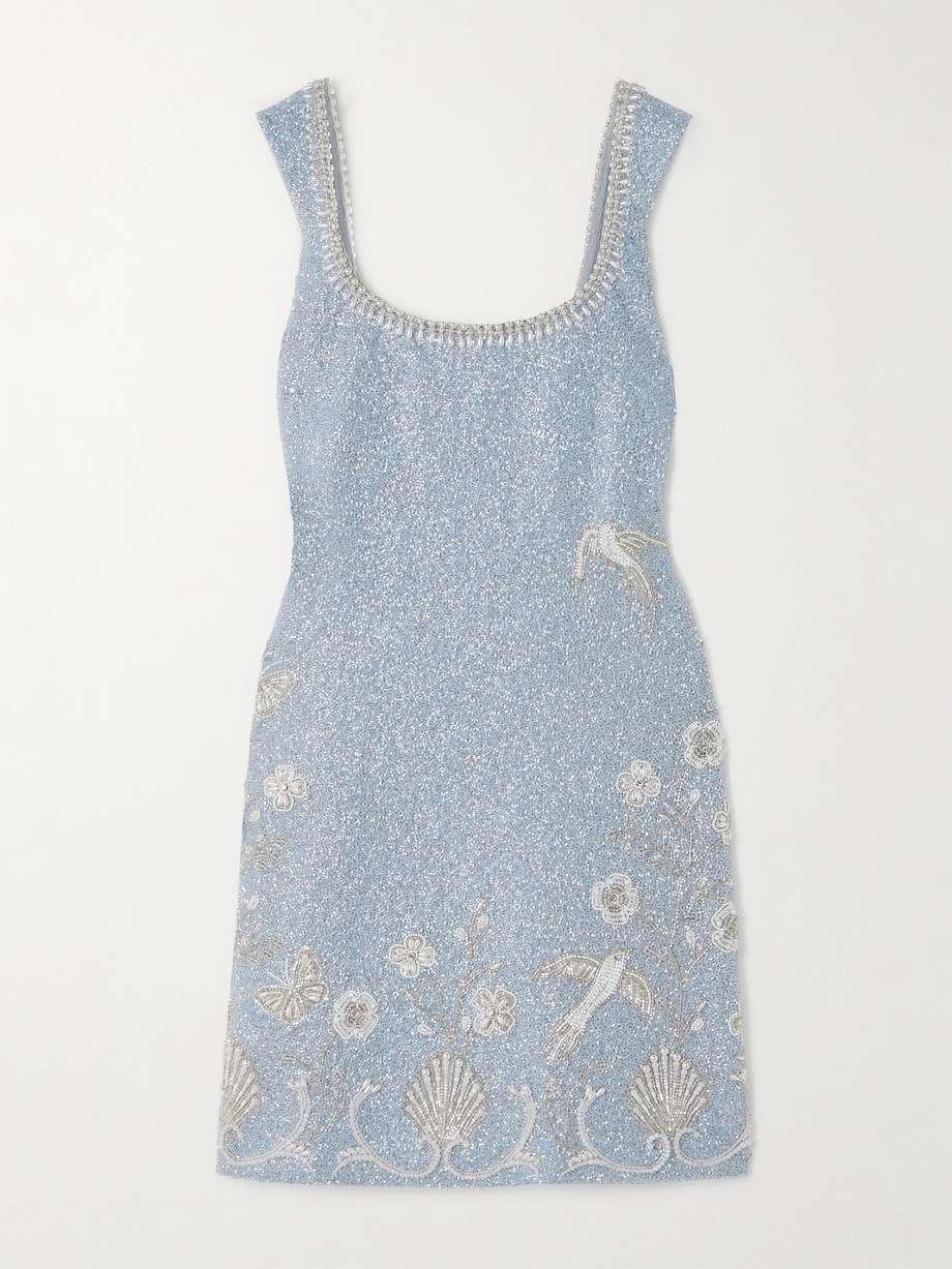 bluebell bead-embellished stretch-tulle mini dress