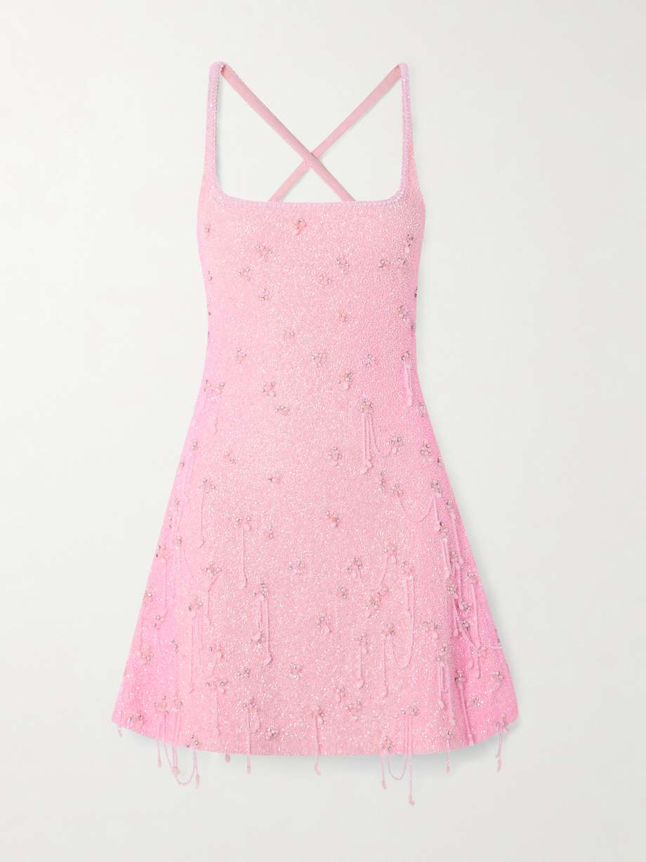 embellished stretch-mesh mini dress