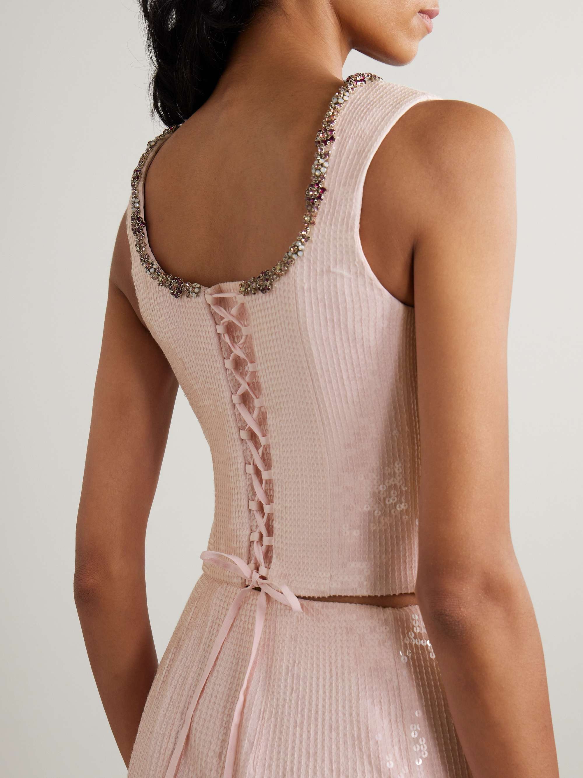 CLIO PEPPIATT Blossom crystal-embellished sequined tulle