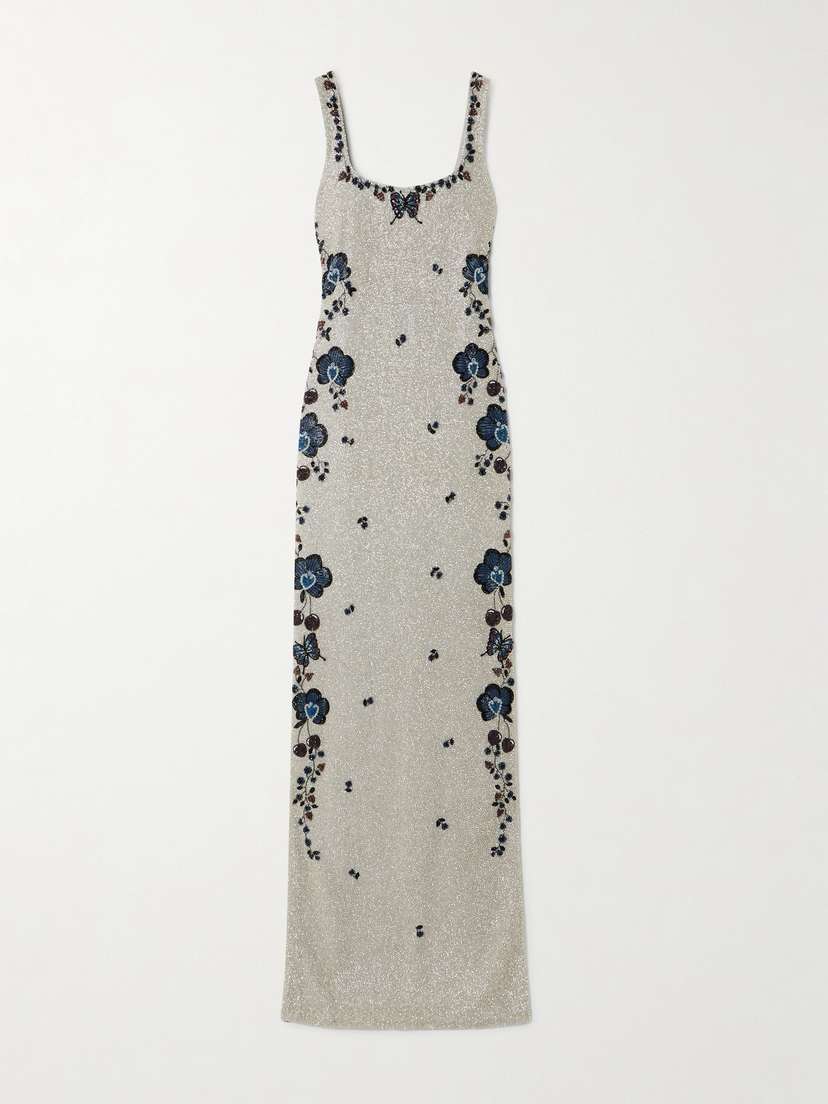 Clio Peppiatt Orchid Bead-embellished Stretch-tulle Gown