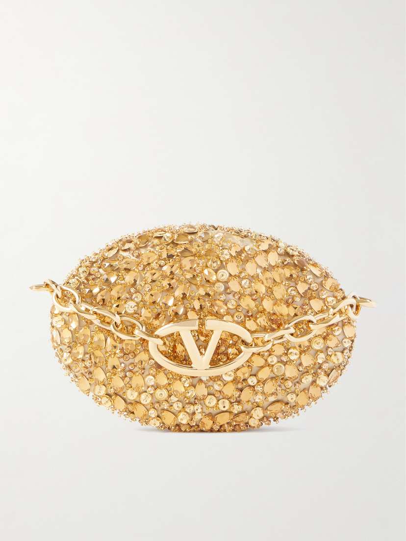 Valentino Garavani Carry Secrets Gold-tone Crystal Clutch
