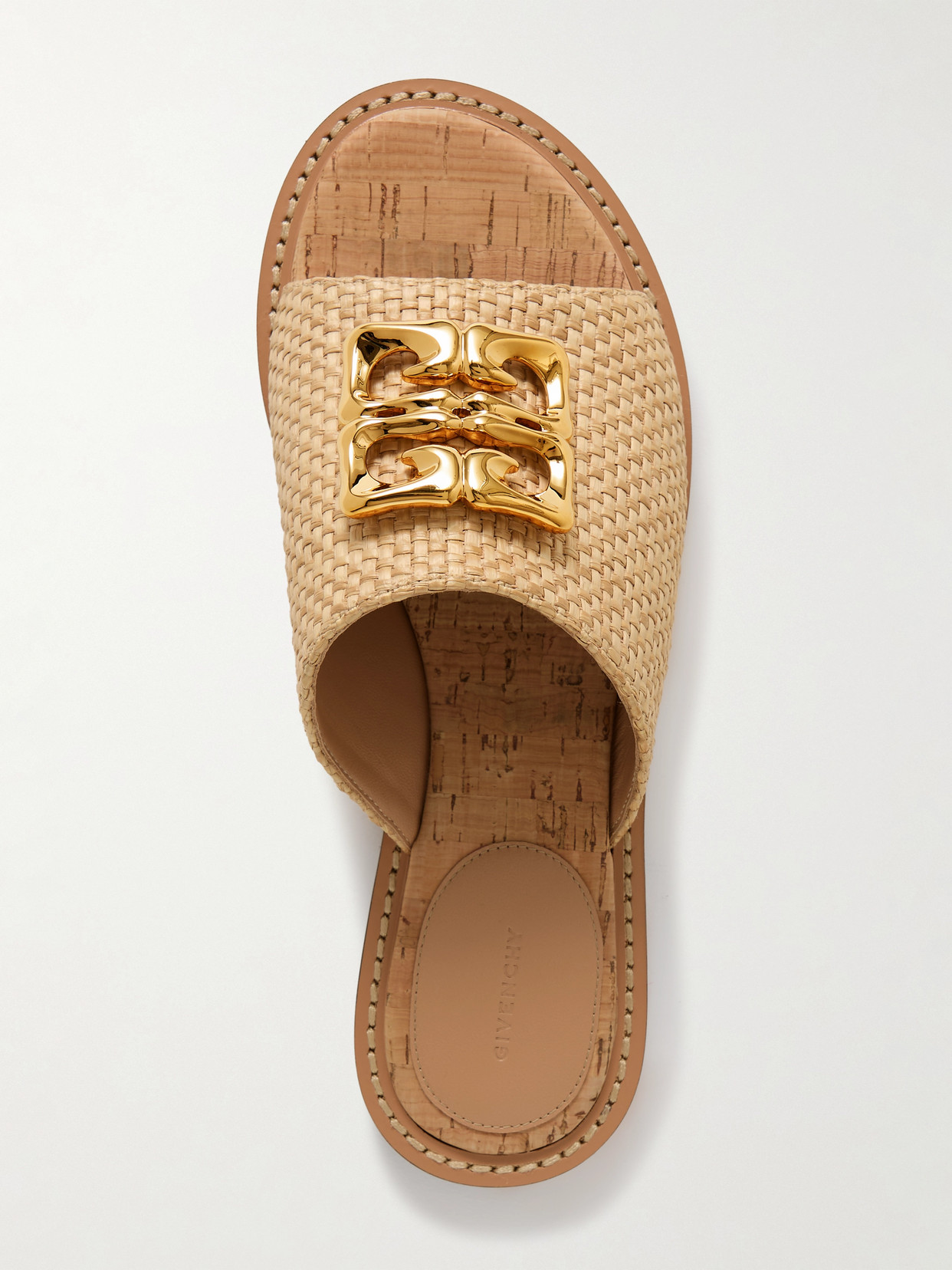 Givenchy 4g Liquid Logo-embellished Raffia Slides In Neutrals