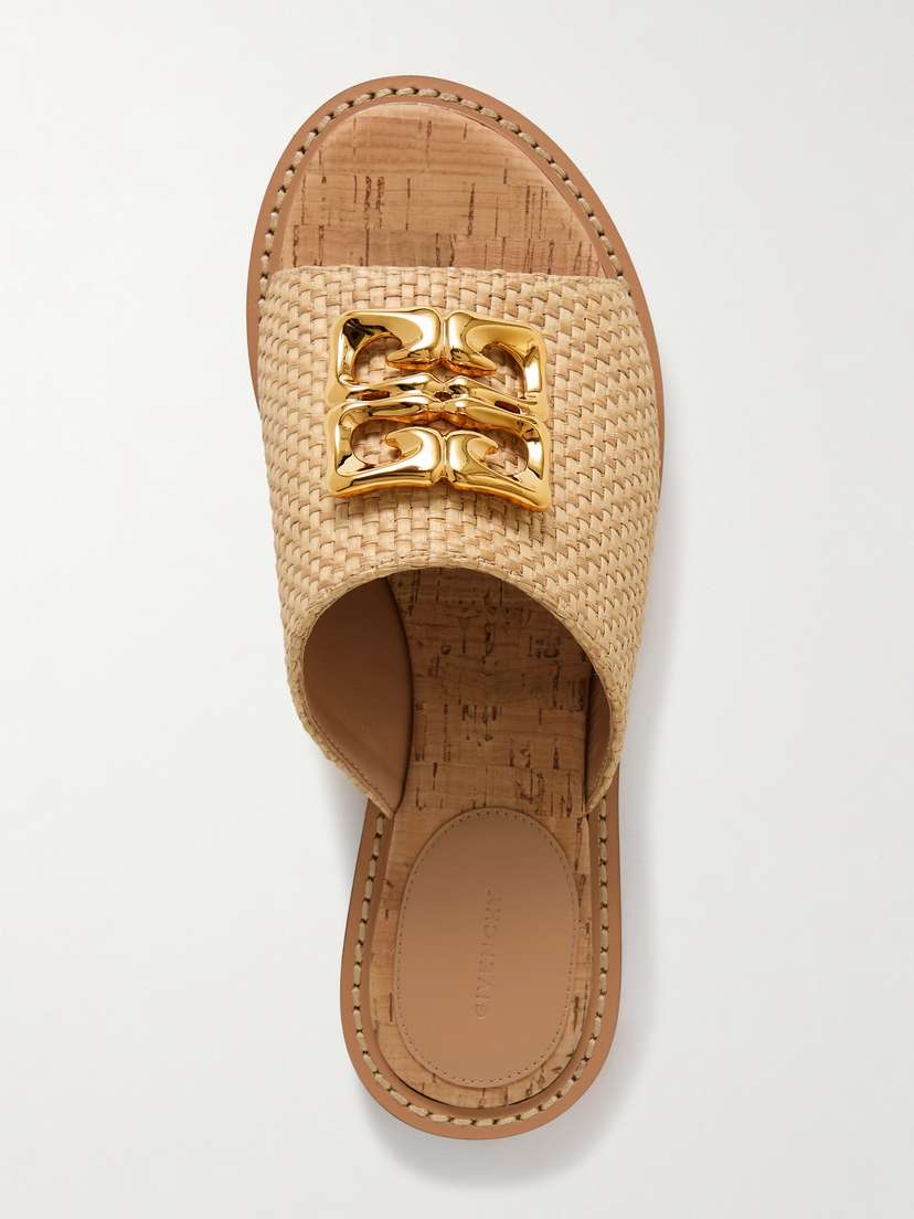 Givenchy 4g Liquid Logo-embellished Raffia Slides