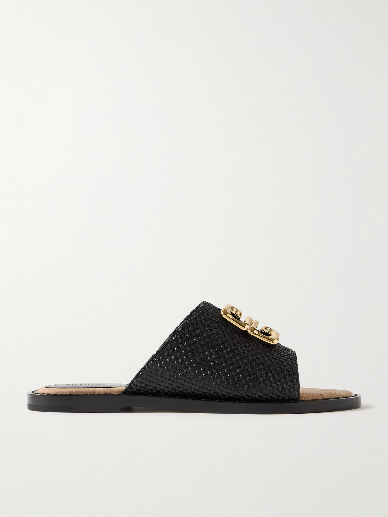 Givenchy 4g Liquid Logo-embellished Raffia Slides In Black