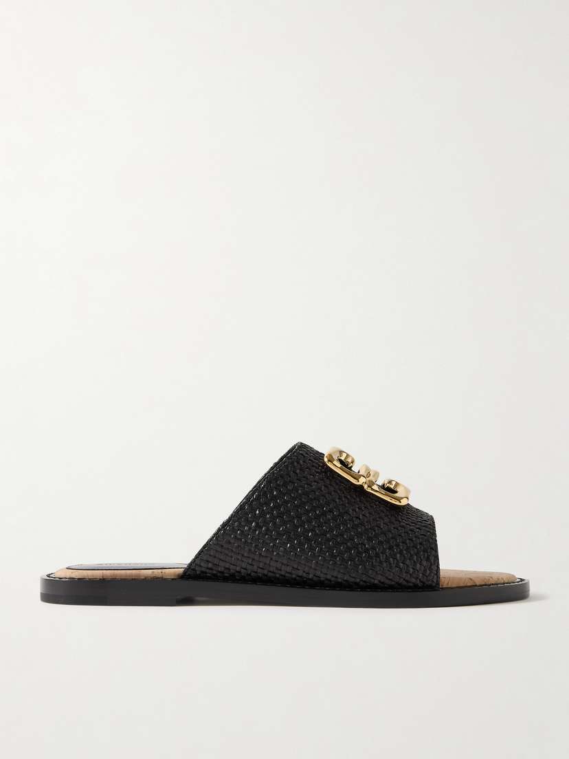 Givenchy 4g Liquid Logo-embellished Raffia Slides