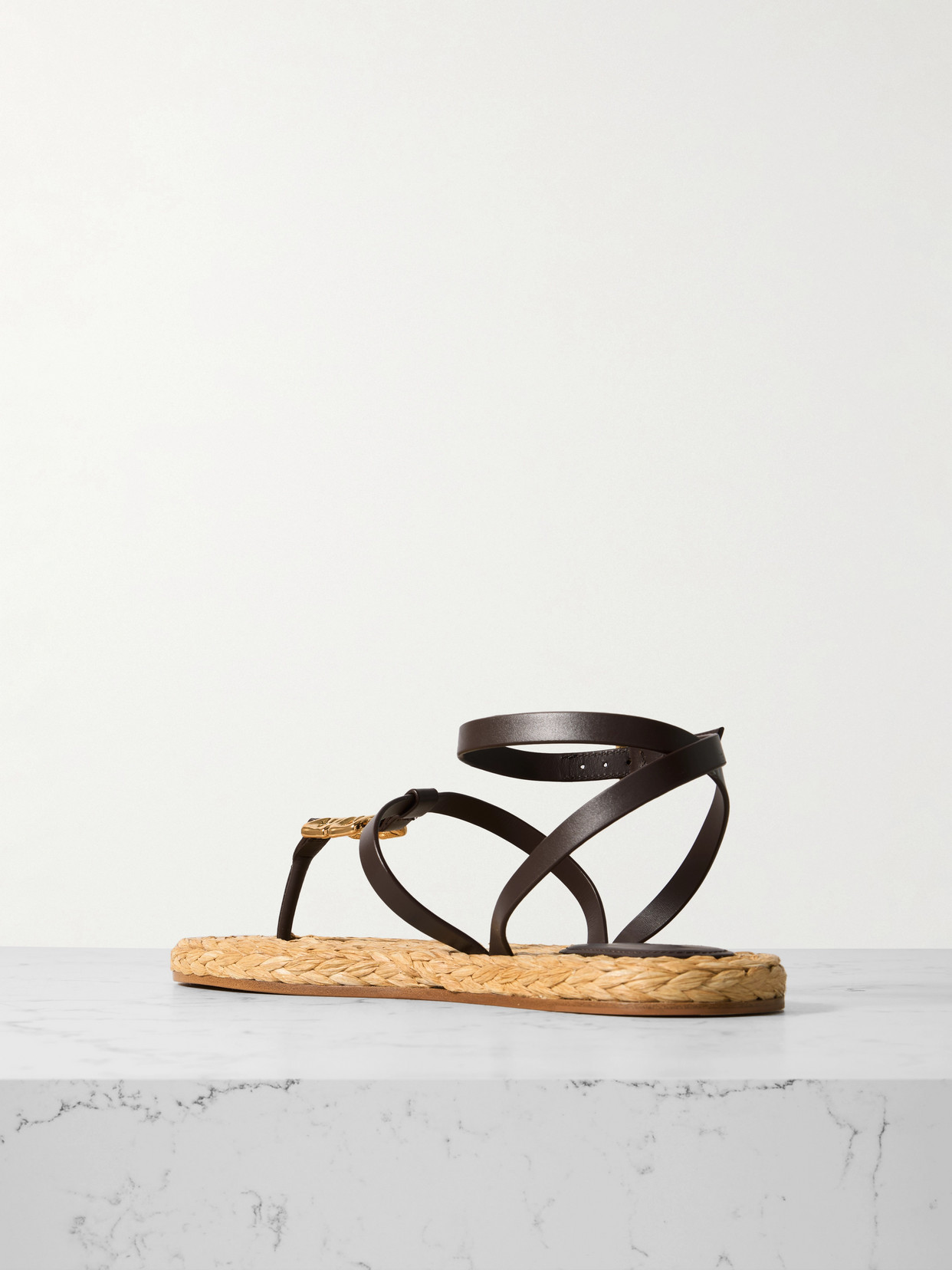Givenchy 4g Liquid Embellished Raffia And Leather Sandals In Brown