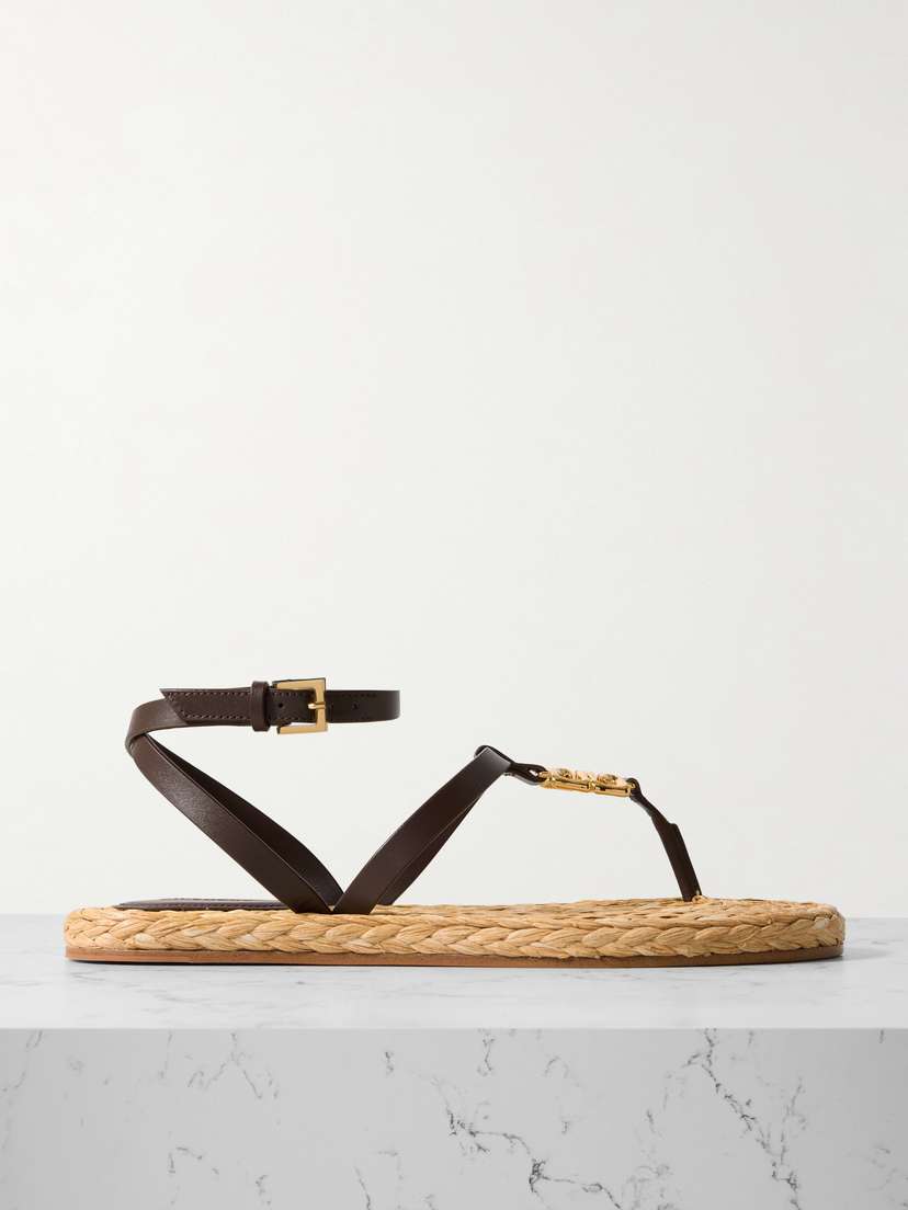 Givenchy 4g Liquid Embellished Raffia And Leather Sandals