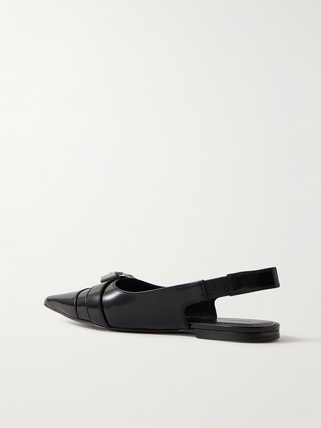 Givenchy Voyou Buckled Leather Slingback Point-toe Flats In Black