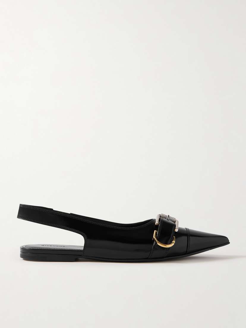 Givenchy Voyou Buckled Leather Slingback Point-toe Flats