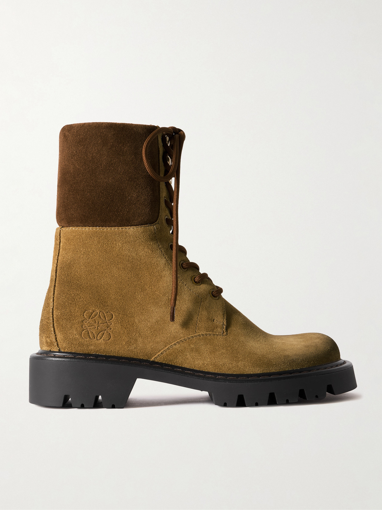 Loewe Sierra Suede Combat Boots In Brown