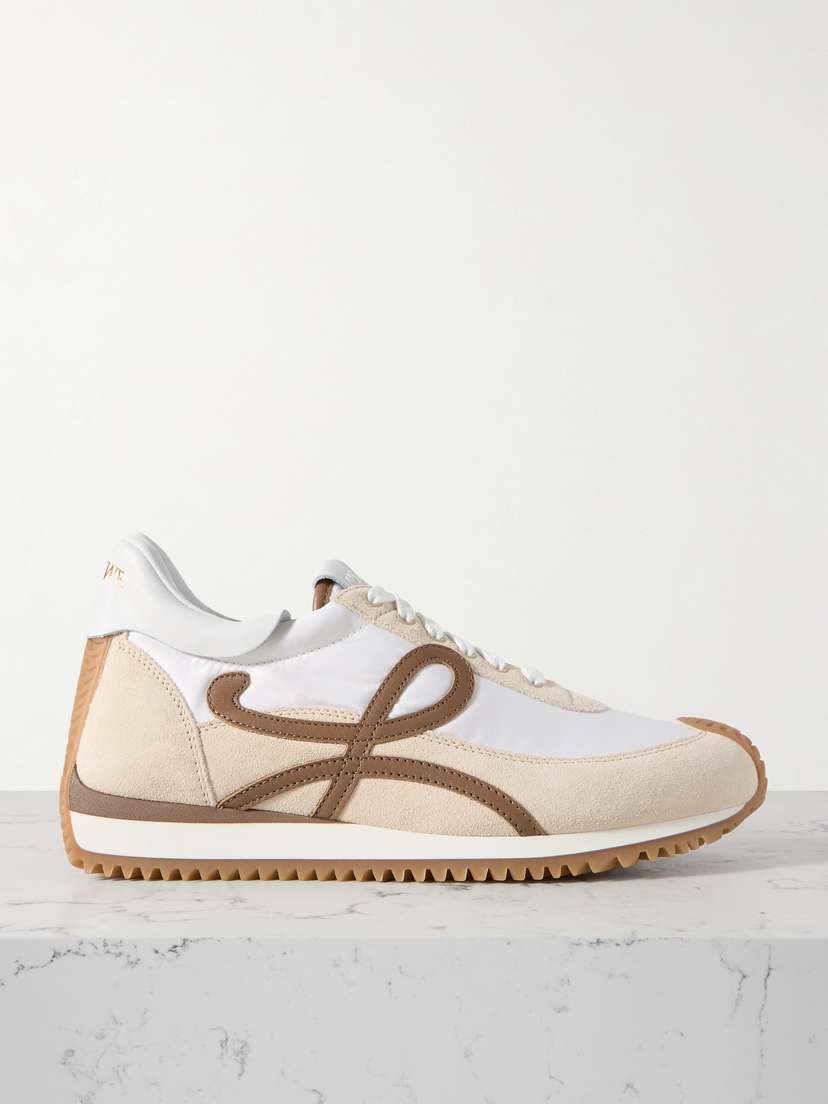 Loewe Flow Runner Leather-trimmed Shell And Suede Sneakers