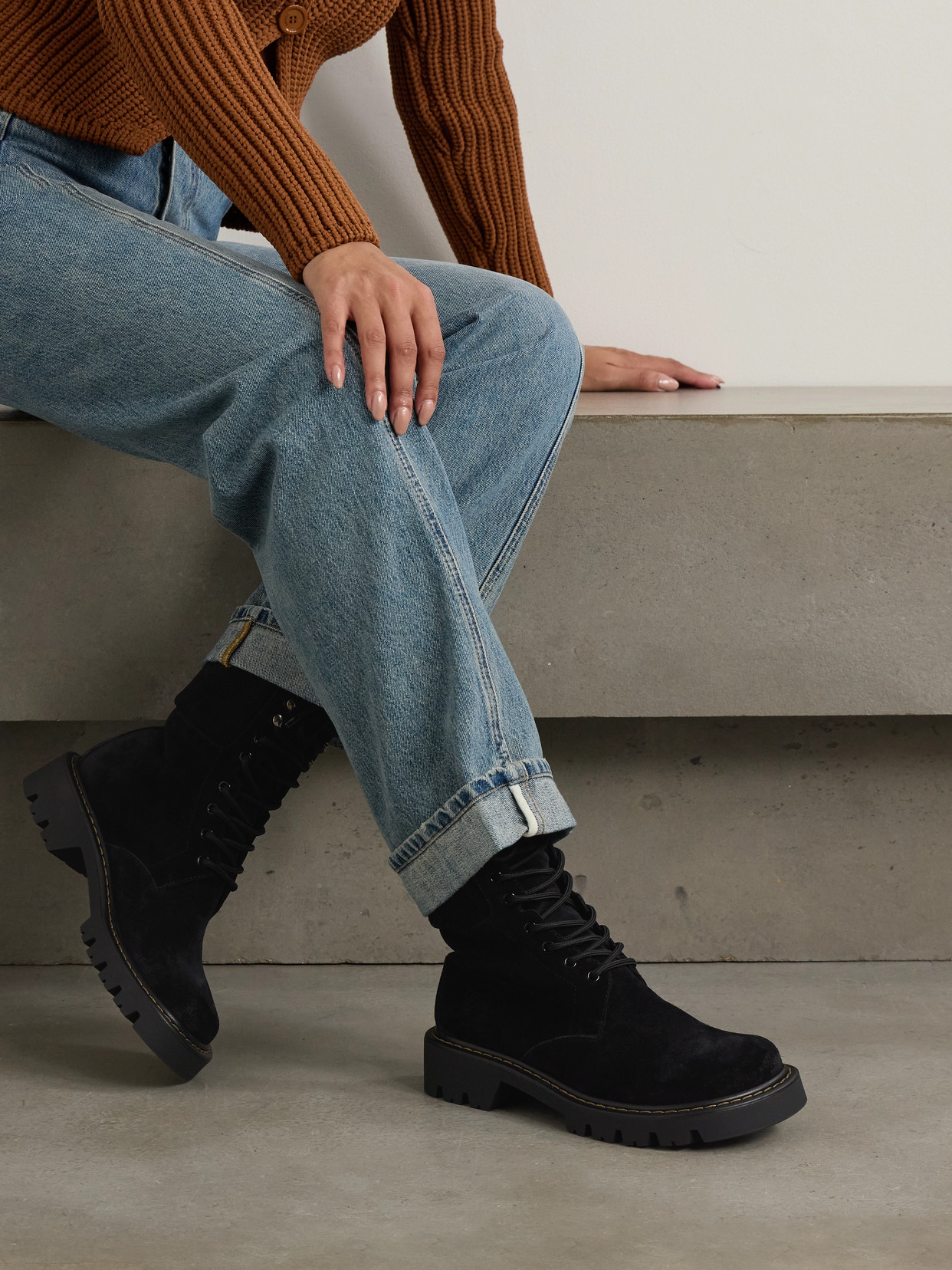 Loewe Sierra Suede Ankle Boots In Black
