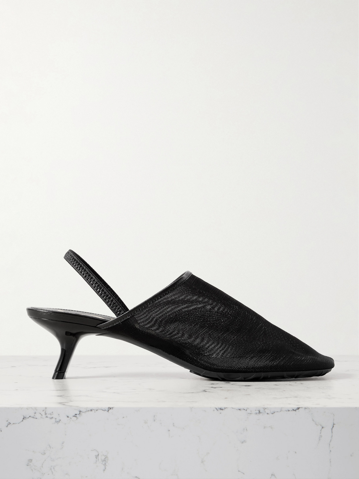 Loewe - Petal Leather-trimmed Mesh Mules - Black