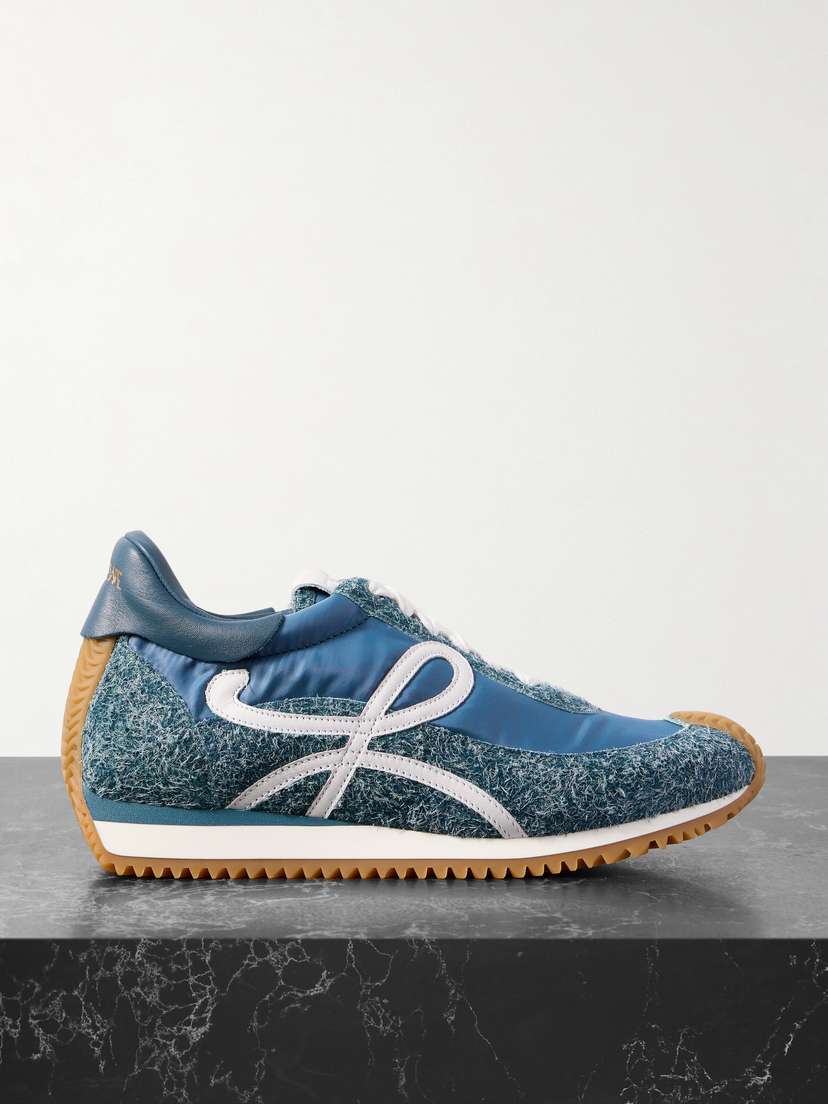 Loewe Flow Runner Leather-trimmed Shell And Brushed Suede Sneakers