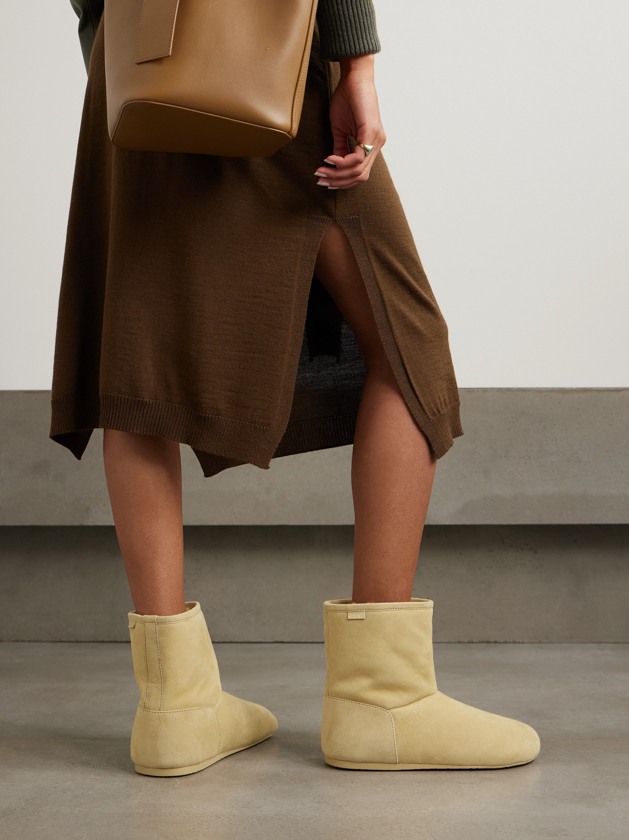 Loewe Lago shearling-lined suede ankle boots thumbnail