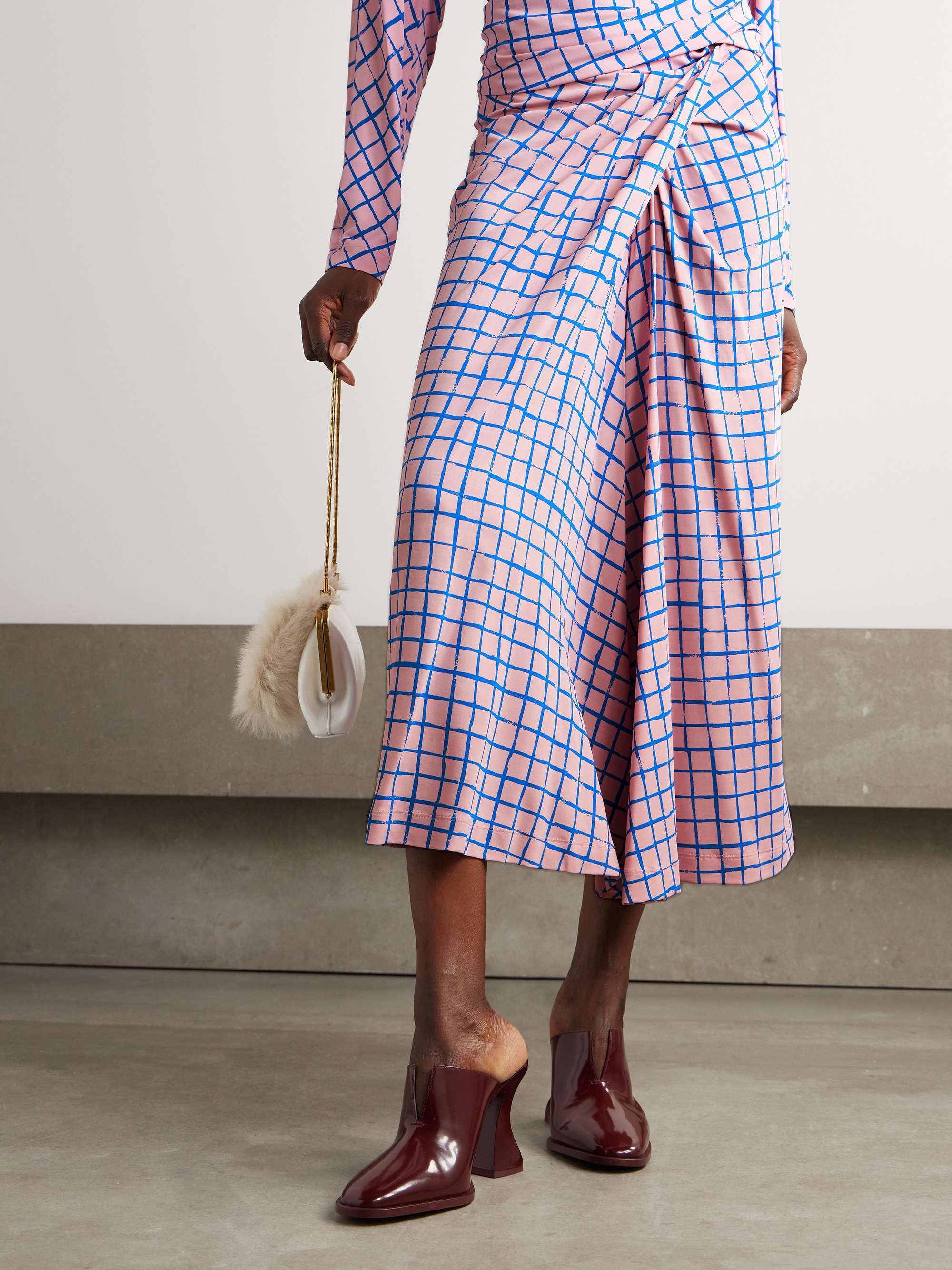 激安 超特価商店街  DRIES VAN NOTEN Checked stretch-jersey wrap-effect midi スカート