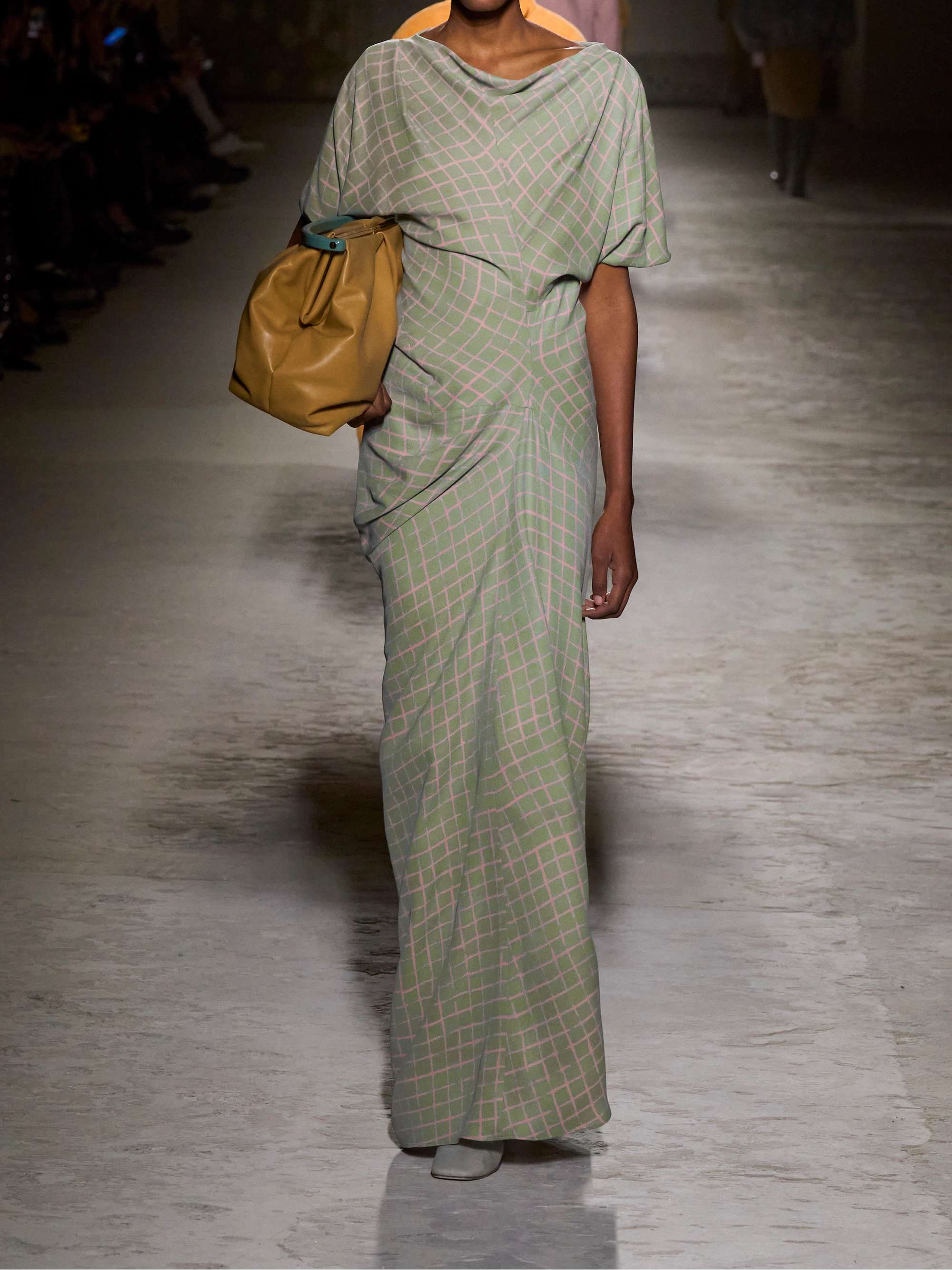 DRIES VAN NOTEN Gathered checked jersey maxi dress | NET-A DRIES VAN NOTEN Gathered checked jersey maxi dress | NET-A