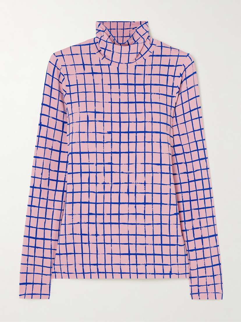 Dries Van Noten Checked Stretch-jersey Turtleneck Top