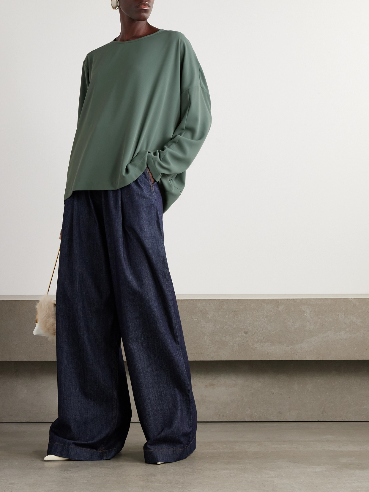 Dries Van Noten Crepe Top In Blue