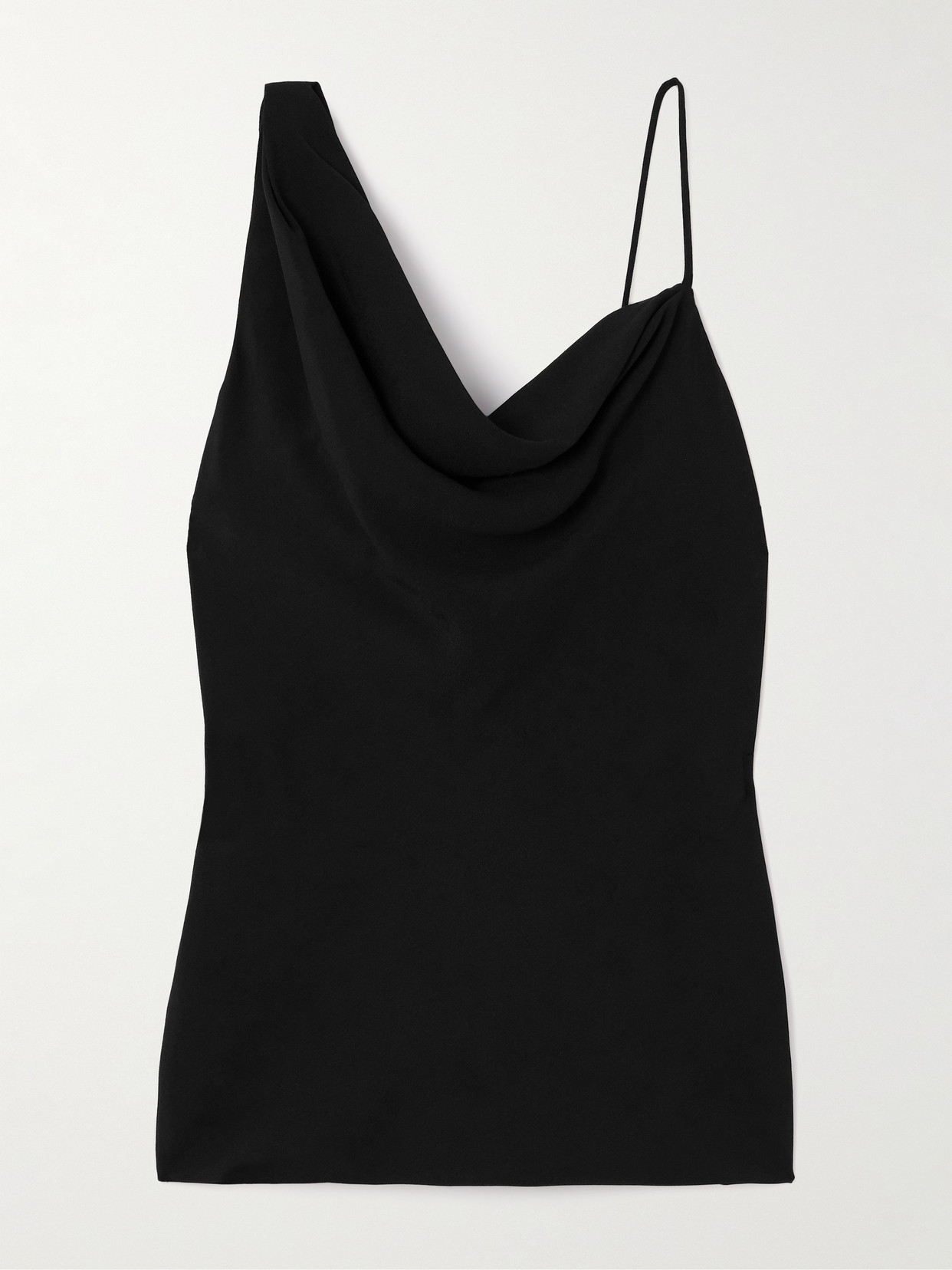 Dries Van Noten Asymmetric Draped Crepe Top In Black
