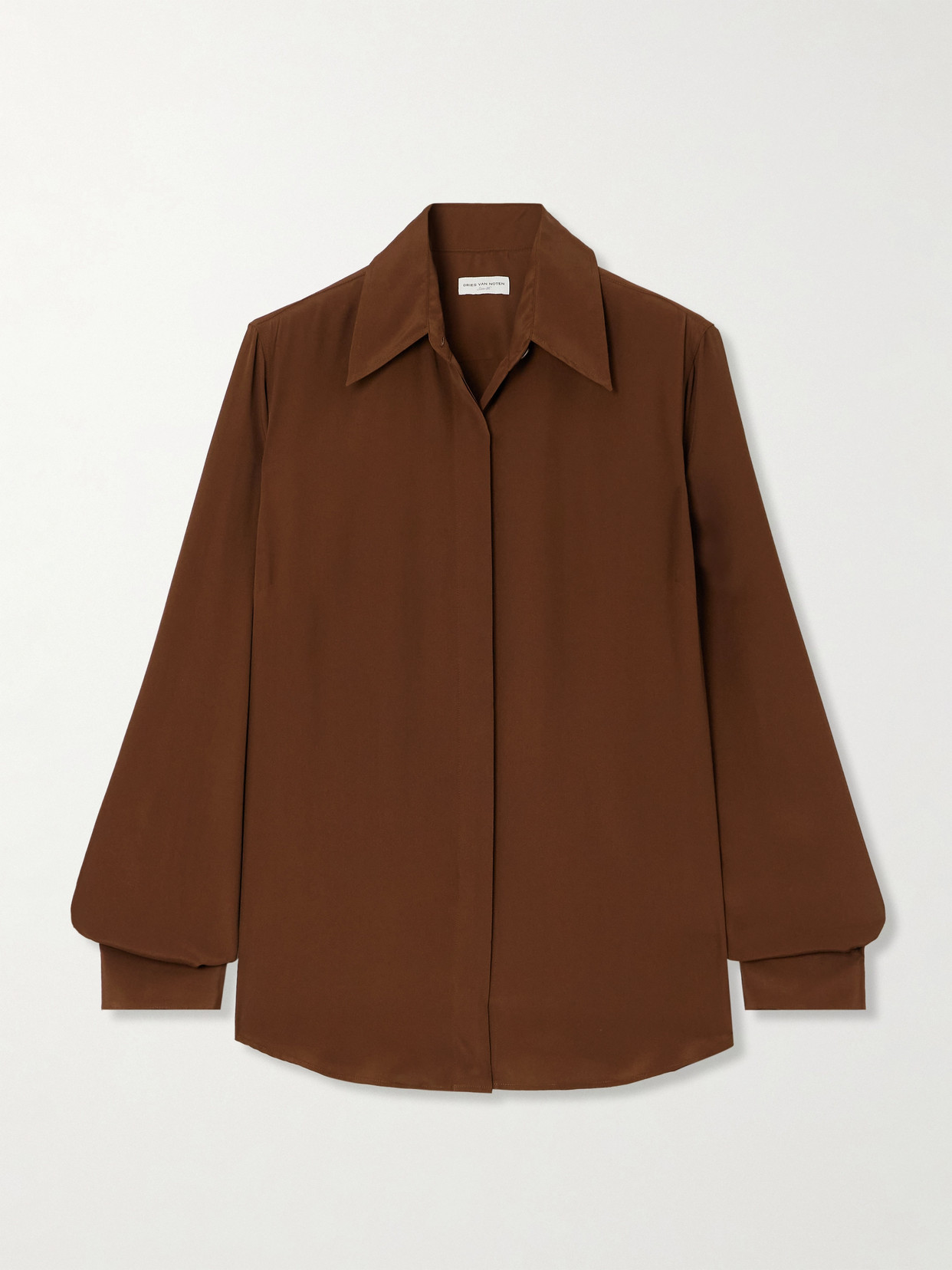 Dries Van Noten Satin Shirt In Brown