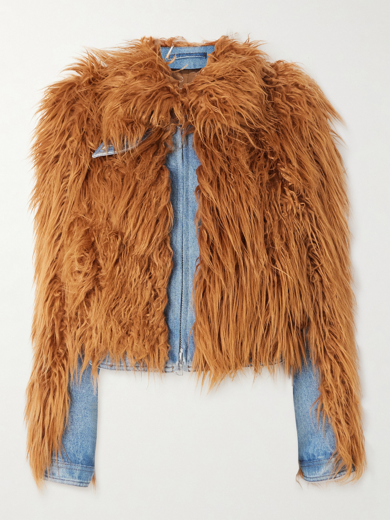 Dries Van Noten - Vangel Faux Shearling And Denim Jacket - Brown