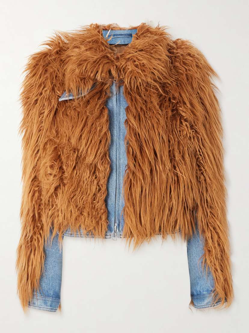 Dries Van Noten Faux Shearling And Denim Jacket