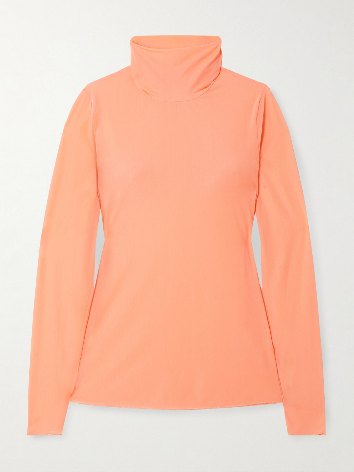 Dries Van Noten Mesh Turtleneck Top In Orange