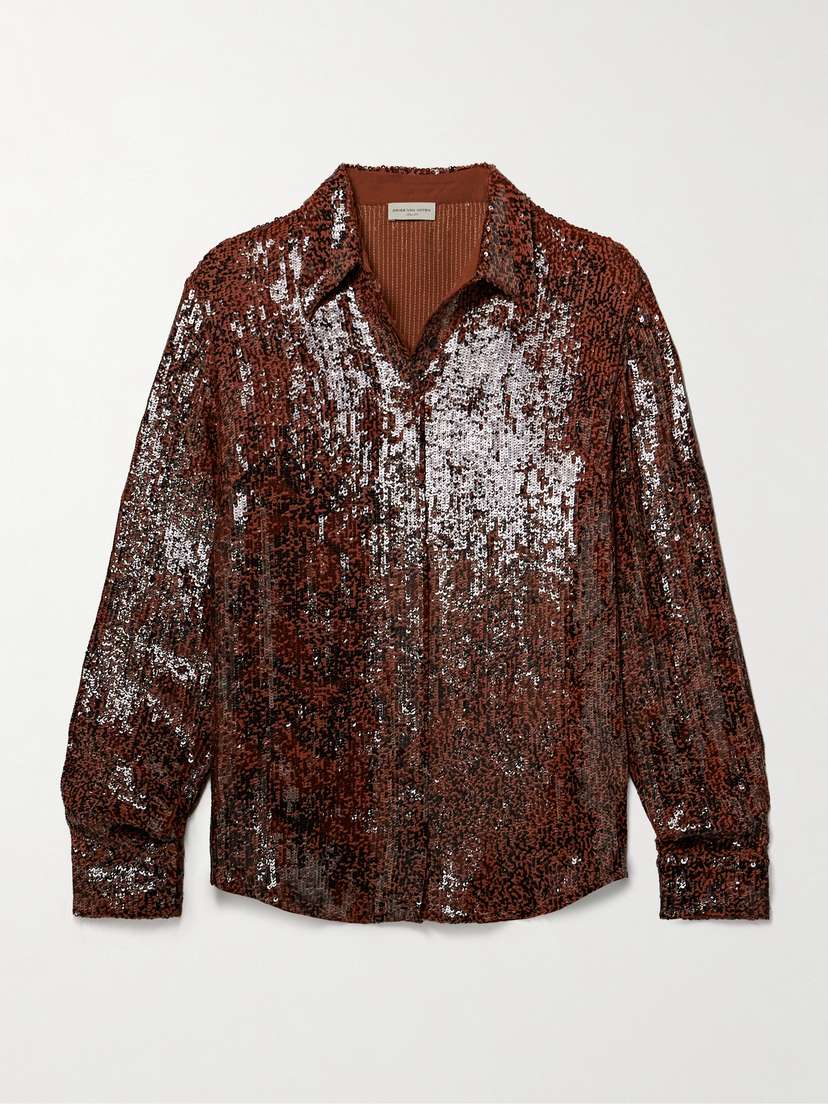 Dries Van Noten Sequined Crepe Shirt