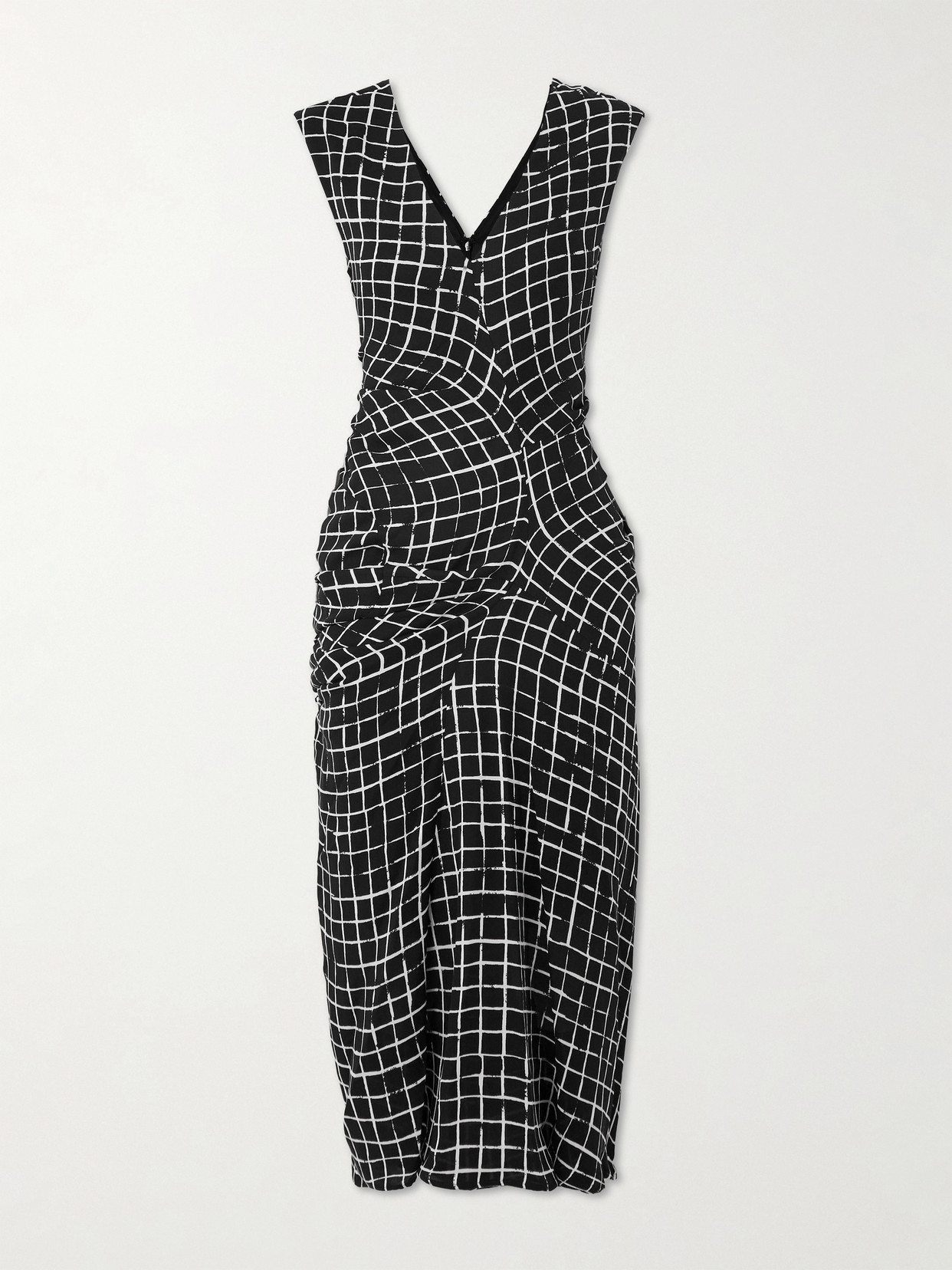 Dries Van Noten - Checked Jersey Midi Dress - Black